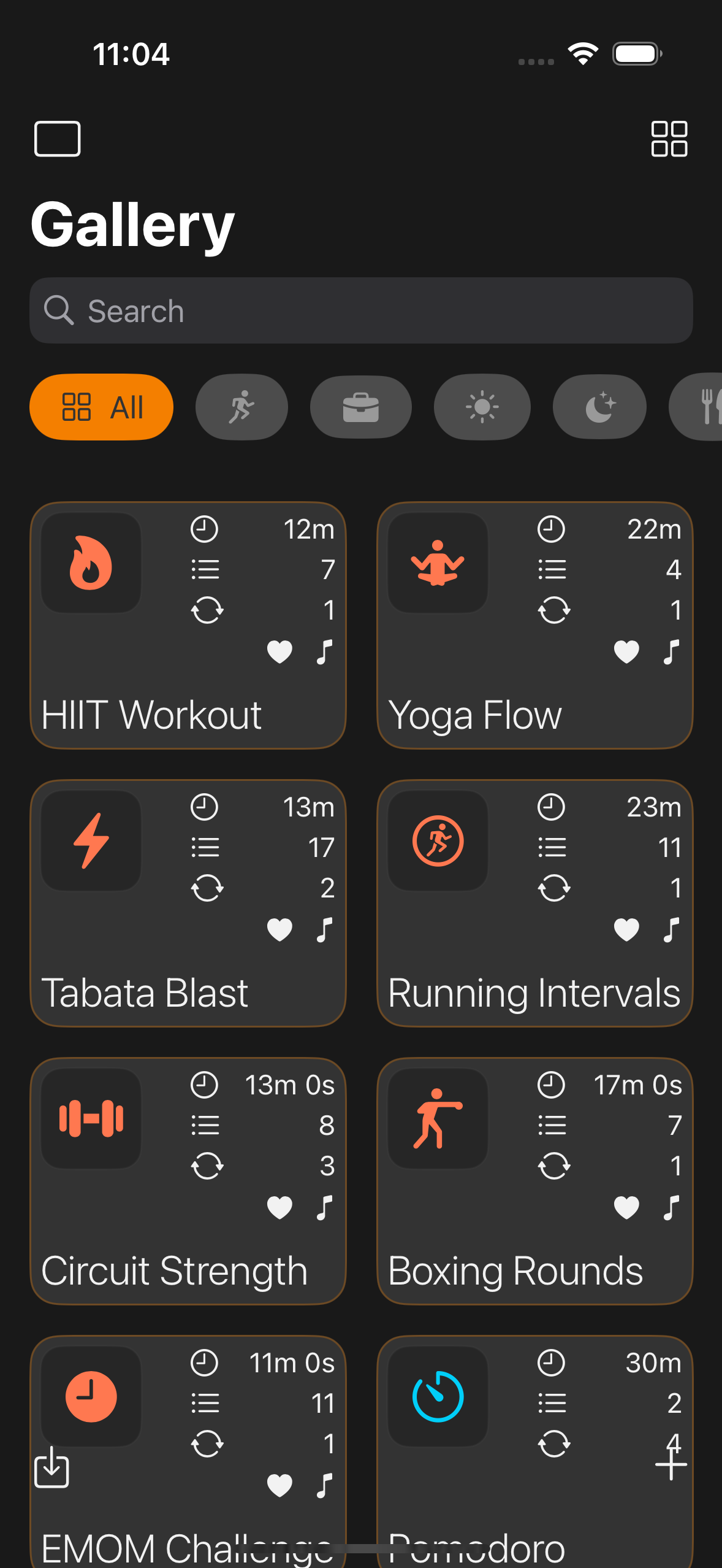Gallery screen on iPhone